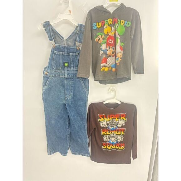 John Deere   overalls with super Mario bro short size 4-5 - Picture 2 of 4